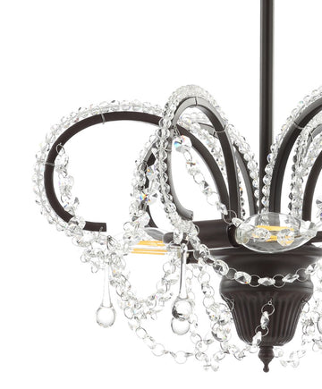 Caroline 16" Metal/Crystal LED Adjustable Chandelier - JONATHAN Y